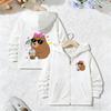 Fashion Capybara Printed Zip Up Hoodie Jacket for Boys Girls Zipper Spring and Autumn Trendy Animal Cartoon Sweatshirts