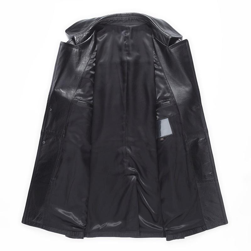 Genuine Leather Jacket Men's Cowhide Leather Jacket Mid-length Leather Windbreaker Suit Collar Leather Suit Jacket Autumn and Winter Hot Style