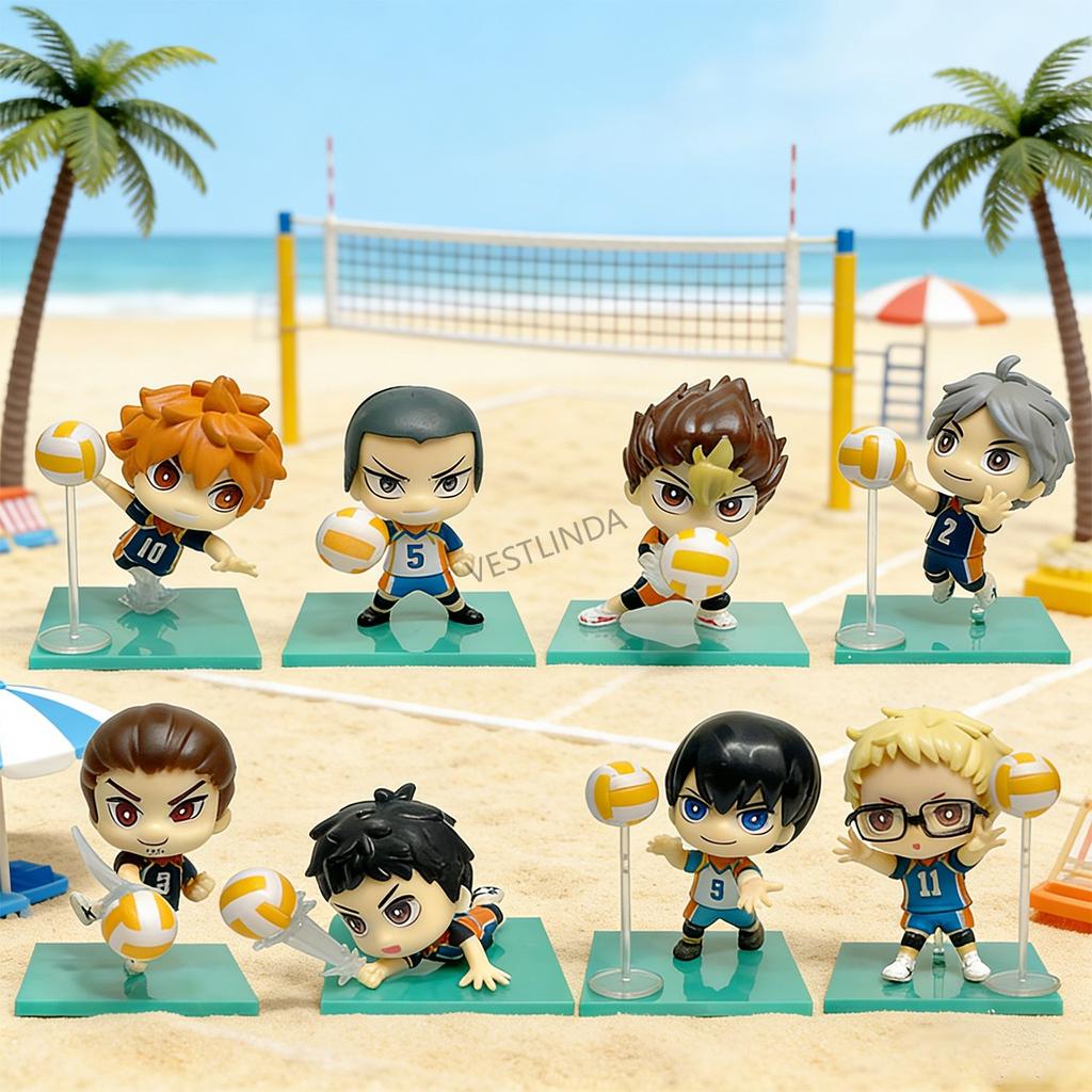 8/1PCS Volleyball Junior Q Version Hand-made Collection Figure Series PVC Doll Decoration Classic Anime Character Model Toys