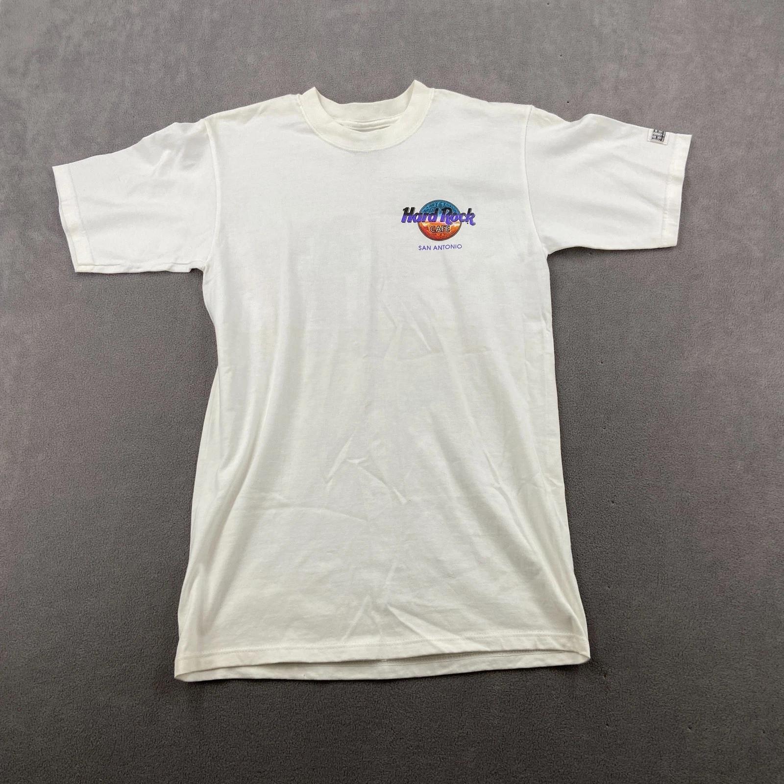 VTG Hard Rock Cafe San Antonio T Shirt Sz S White Graphic Double Sided Single S