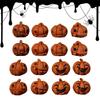 16 Pieces Miniature Pumpkin Figurines Decorative Halloween Garden Adornments Resin for Desk Outdoor Garden Home Party