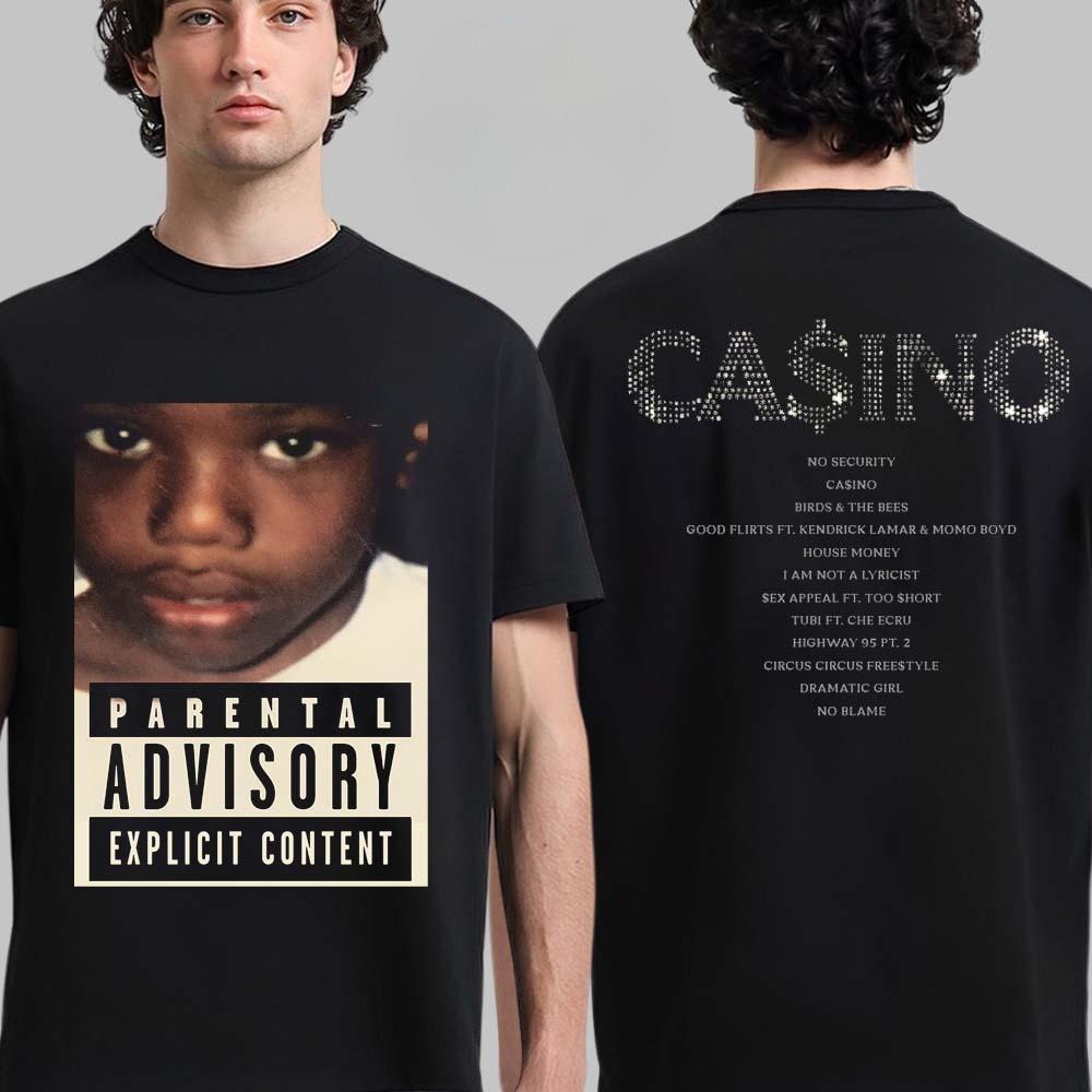 Baby Keem CA$INO CASINO album graphic Tshirt unisex 2026 100%Cotton O-neck hip-hop Y2K Short XXXXL