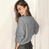 Loose Sweaters Winter Women Knit Long Sleeve Vneck Pullovers Autumn Lace Solid Tops Jumpers