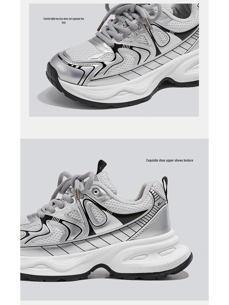Scarpe Sportive Casual da Donna HuiLi con Suola Chunky Argentata - Stile Autunno/Inverno 2025