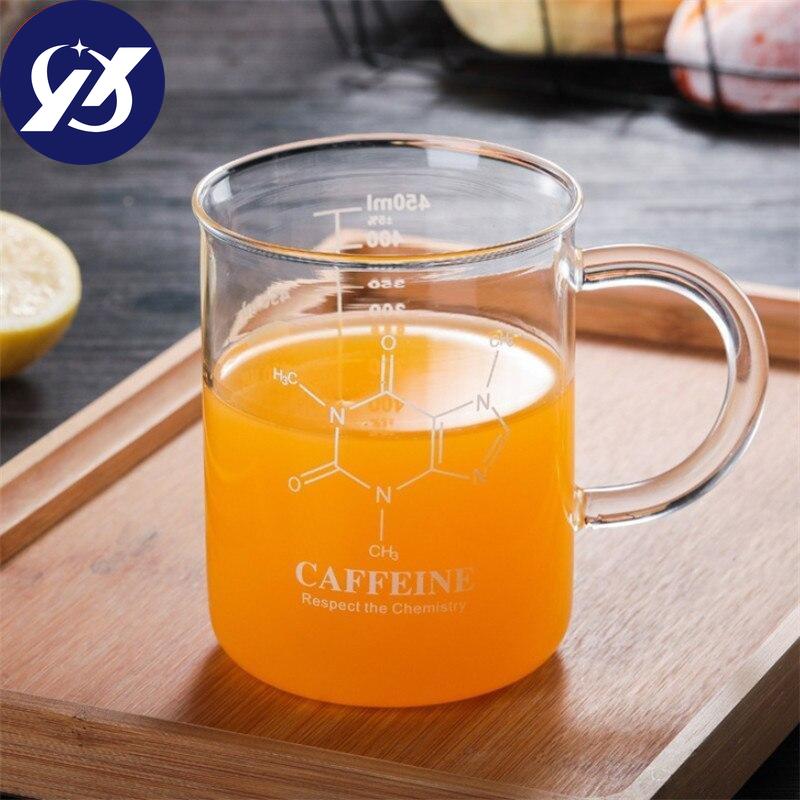 450ml Glasbecher Becher Milch Frühstück Kaffeetasse gh Hochtemperaturbeständige Tasse mit Skala Trinkgeschirr