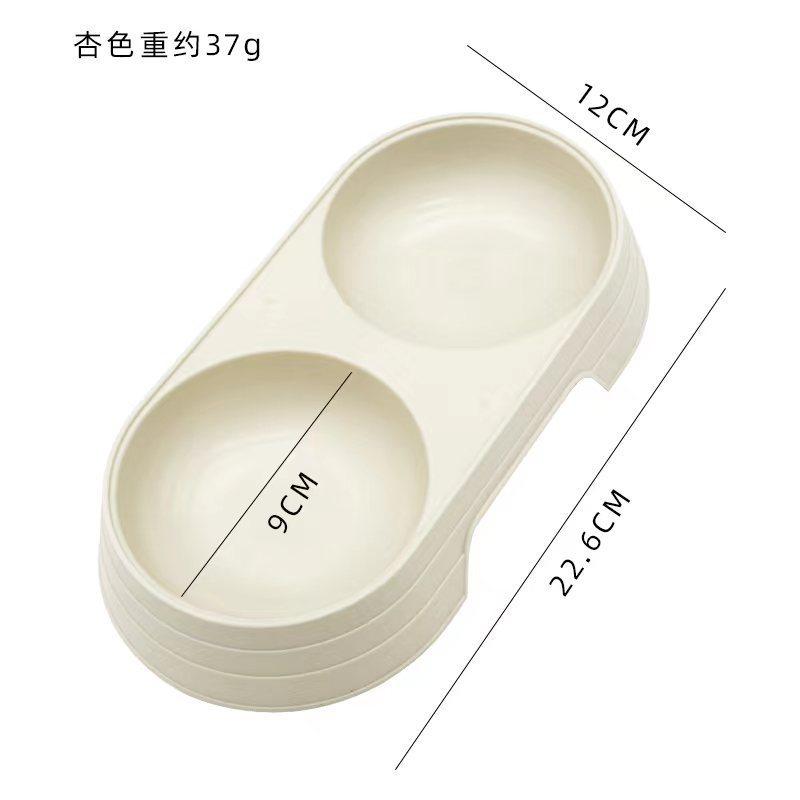 Pet Double Bowls Macaron Color Cat Dog Rice Bowl Food Basin Non-slip Thickened Household Drinking Water Two-in-one