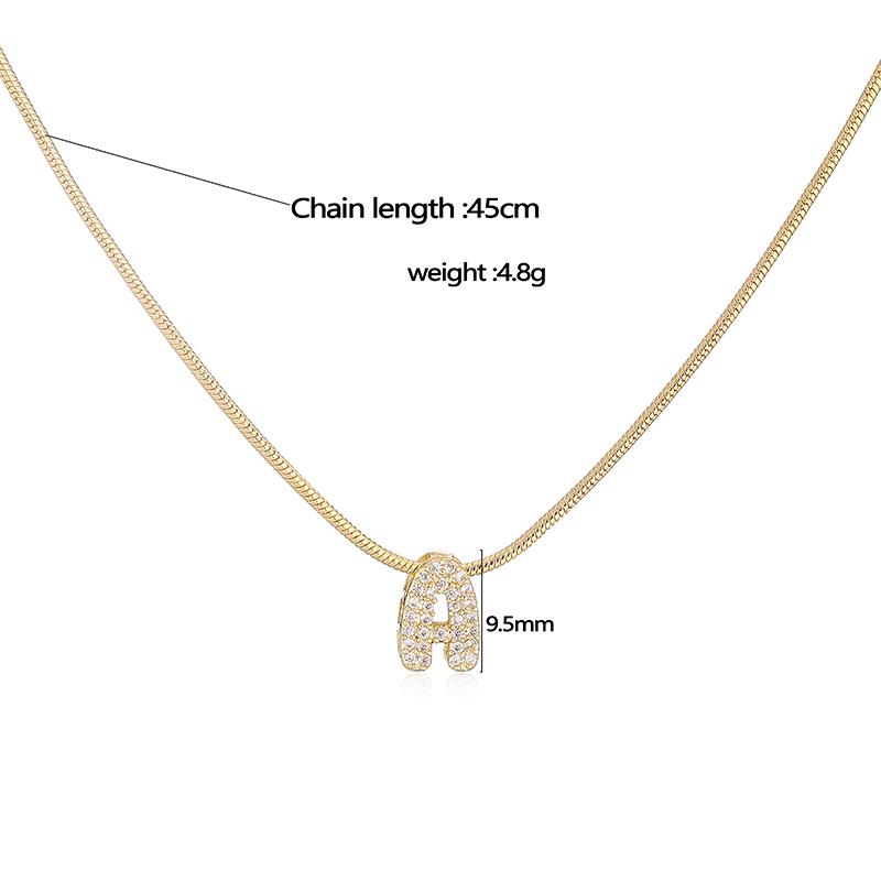Gold Plated CZ Stone Initial Pendant Necklace A to Z Letters Unisex Couple Jewelry