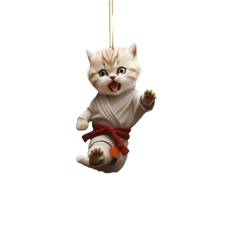 

Kungfu Cats Pendant Keychain Lovely Ketten Flat Acrylic Ornament Charm Hanging Decoration for Car,Bags,Festive
