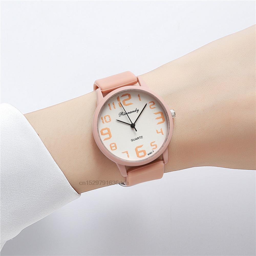 Dámské silikonové hodinky Minimalistický číselník Dámské křemenné náramkové hodinky