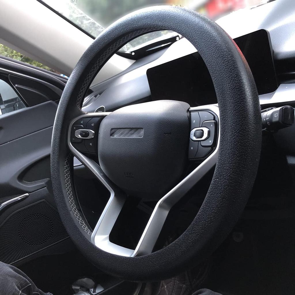 Universal Black Car Steering Wheel Cover: RPKEY 13.5 To 15 Inches Silicone Steering Cover Compatible With Most Car Models Including Round D Shape