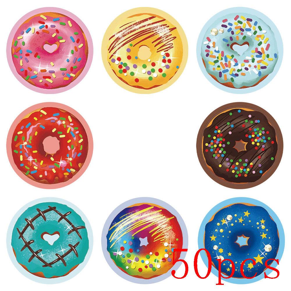 50-500Pcs Donuts Sticker 1Inch Colorful Kids Label Baking Store Decorations Classroom Teacher Encourage Student Reward Stickers