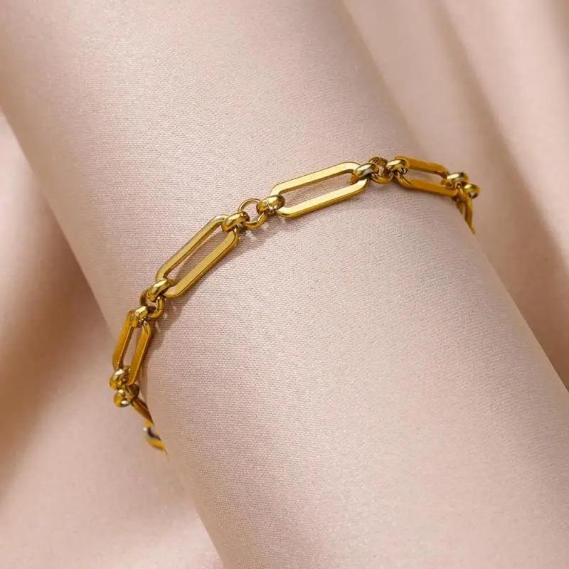 Light Luxury Fashion Retro High-end Anklet Niche Splicing Chain Design Stacked Bracelet Jewelry Geometric Chain