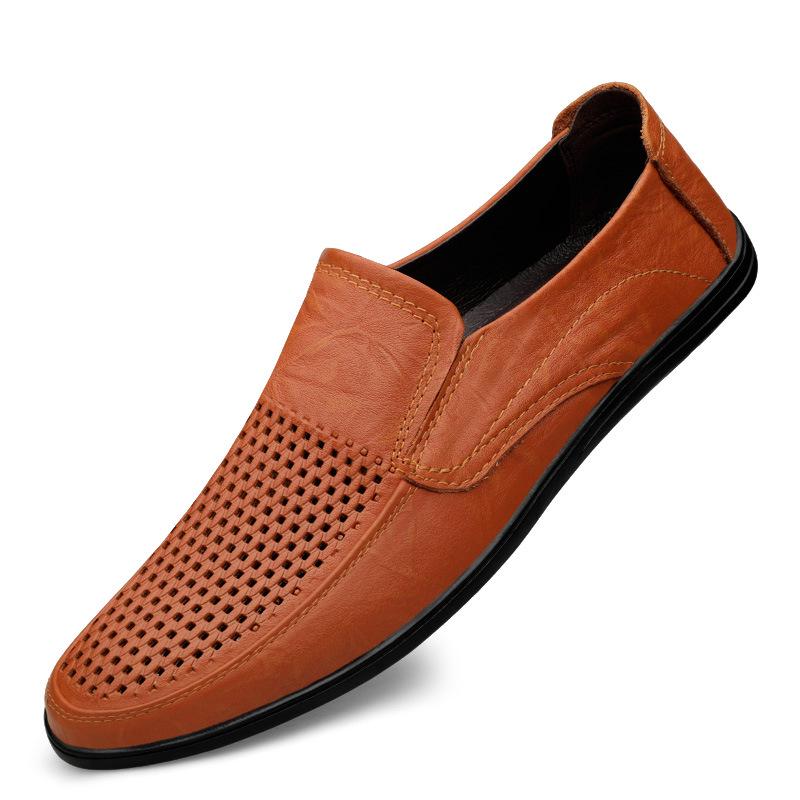 Men s Summer Trendy Casual Leather Slip-On Loafers - Soft Sole British Style 40