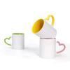 11oz Keramik Hitze Sublimation Rohling Farbe Tasse Herz Runder Griff Kaffee Tee Tasse Benutzerdefiniertes Logo Bild Drucken
