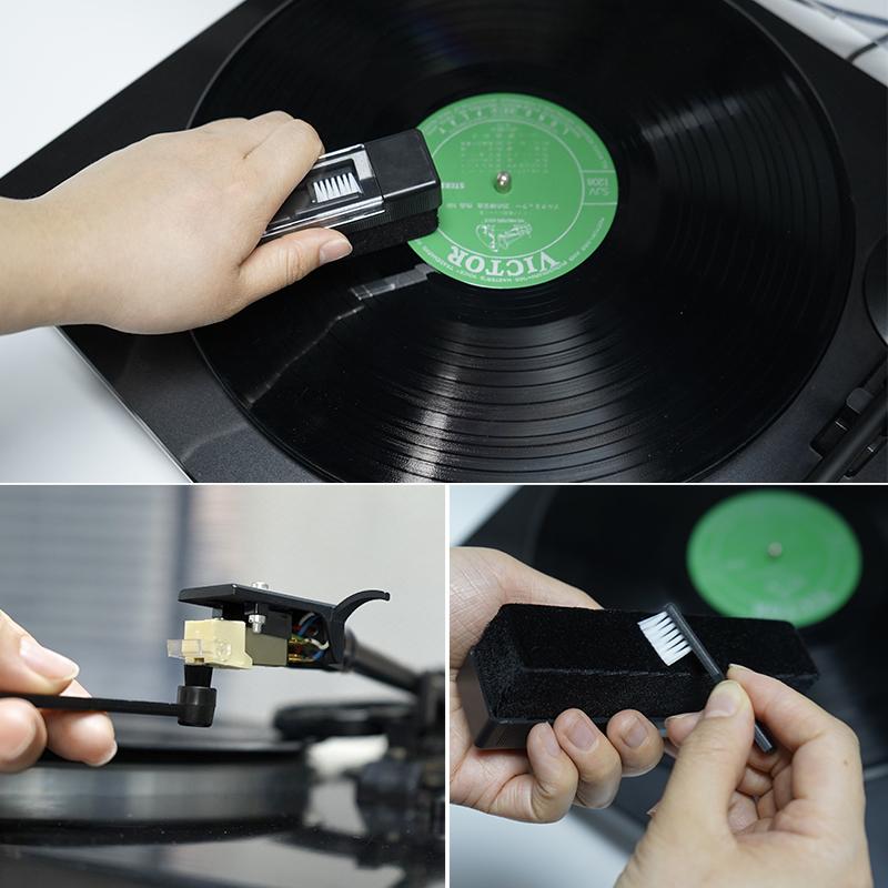 3-in-1 Anti-static Vinyl Record Brush Cleaner Dust Remover Velvet Brush for Phonograph Turntable LP Records Player Cleaning Kit