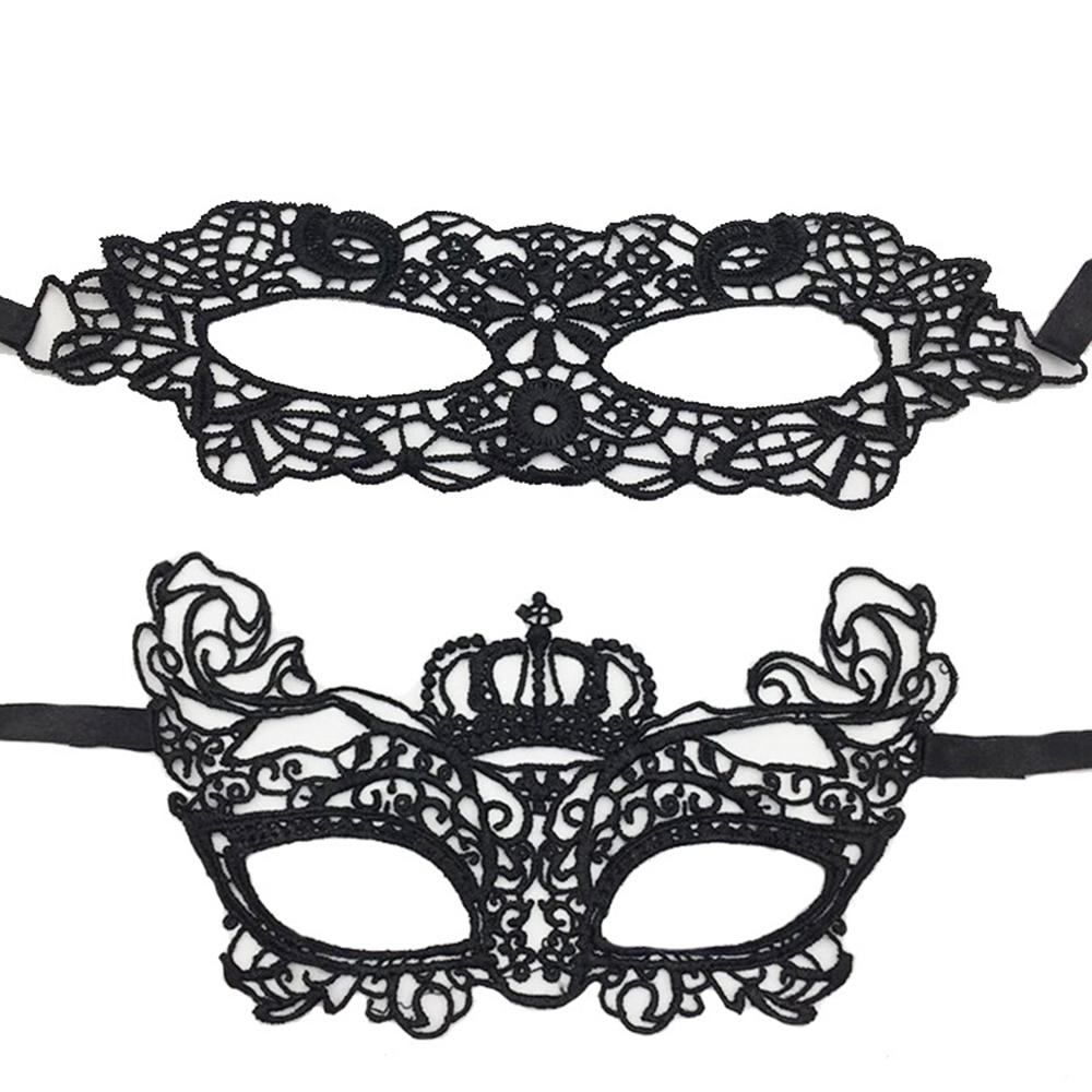 2PCS Halloween Makeup Ball Half Face Lace Mask