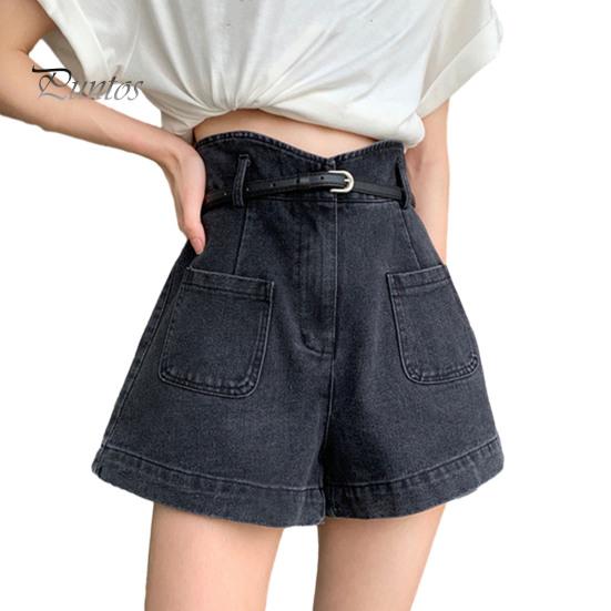 

Женские джинсовые шорты с высокой талией, эластичные свободные джинсовые шорты, повседневные широкие летние шорты с карманами XL чёрный