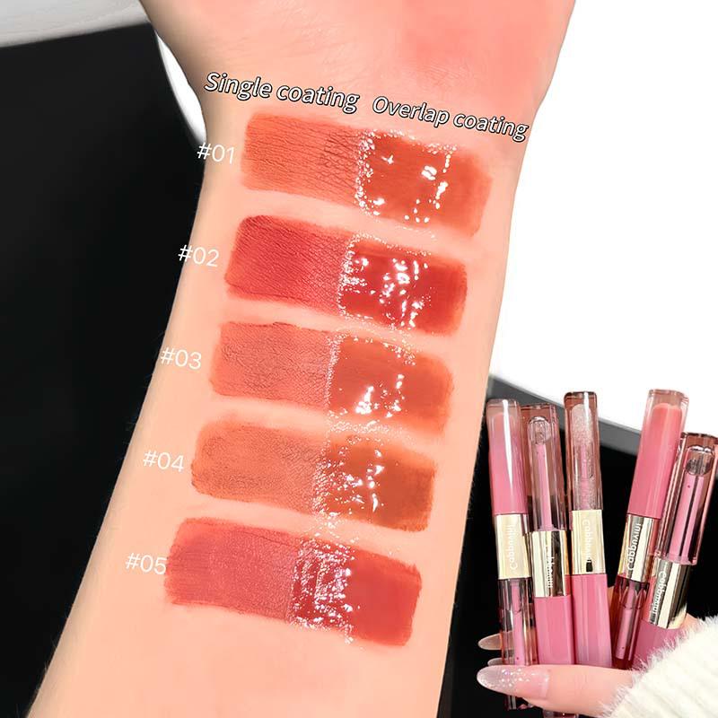 CAPPUVINI Milchnebel Doppelendiges Langanhaltendes Lipgloss-Set: Matt & Spiegel-Finish mit Aufhellungseffekt - Bezahlbare Make-up-Grundlagen.