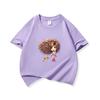 Kids Cotton T Shirt Girl With Floral Hair And Puppy Dog Print Crew Neck Short Sleeve Tee Casual Boys Girls Summer Tops