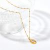 Joolim Jewelry 18K Gold Plated Waterproof&Non Tarnish Fashion Oval Zirconia Pendant Bead Chain Necklace Stainless Steel Jewelry