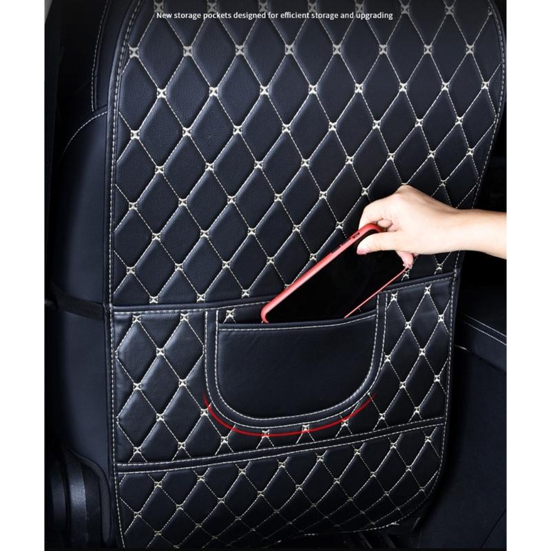 Easy Clean Car Seat Back Cover Waterproof Leather Kick Guard Easy Installation Full Protection Mat Cover
