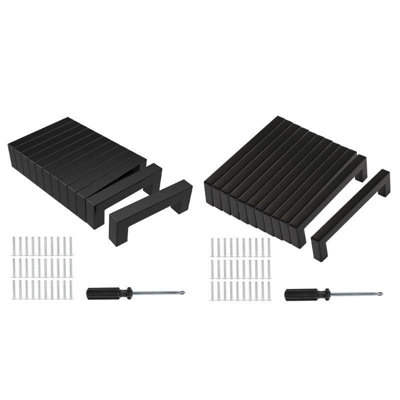96/128mm Modern Drawer Handles Strong & Convenient Metal Handles Contemporary Black Furniture Handles for Household