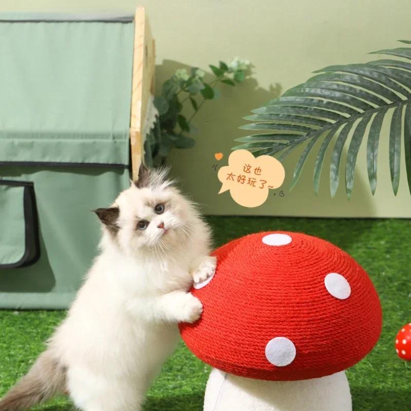 Red Mushroom Cat Tree Sisal Cat Scratching Post Grinding Claw Wear-Resistant Scratch-Resistant Furniture Protection Supplies