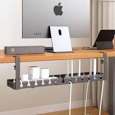 Under-Desk Cable Organizer and Power Cord Management Box - No-Punch Cable Rack for Desktop Storage and Socket Routing