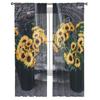 Sonnenblume Blumentopf Fensterbehandlung Tüll Moderne Transparente Vorhänge für Küche Wohnzimmer Schlafzimmer Vorhänge Dekoration