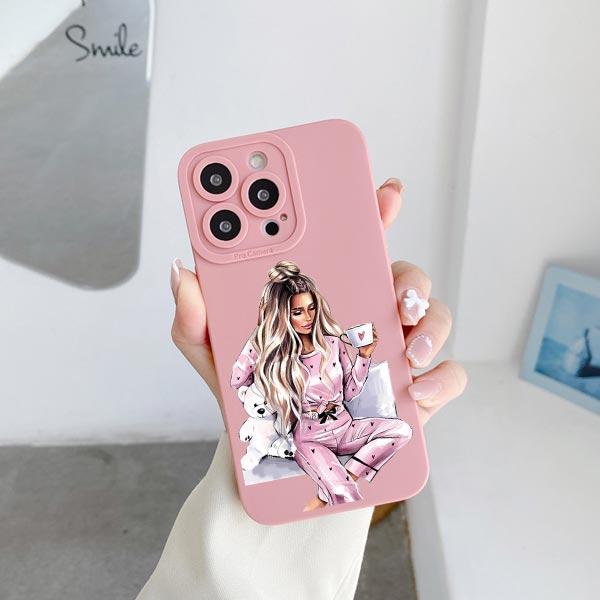 Young Girl Pattern Phone Case for iPhone 11 12 13 Pro Max 14 15 Plus Pro Max 7 8 Plus SE 2020 X XR XS Soft Silicone Cover Fundas