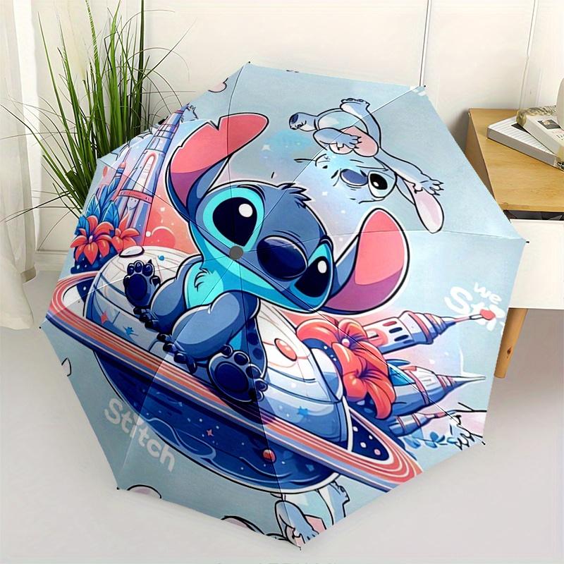 

Stitch,Love Fully automatic themed umbrella - 8 ribs durable iron frame, tri-fold compact design, perfect as a gift, travel umbrella, unisex
