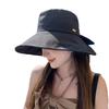 Spring and Autumn trendy hat women's versatile bow bucket hat breathable sunscreen sun hat big edge sun hat
