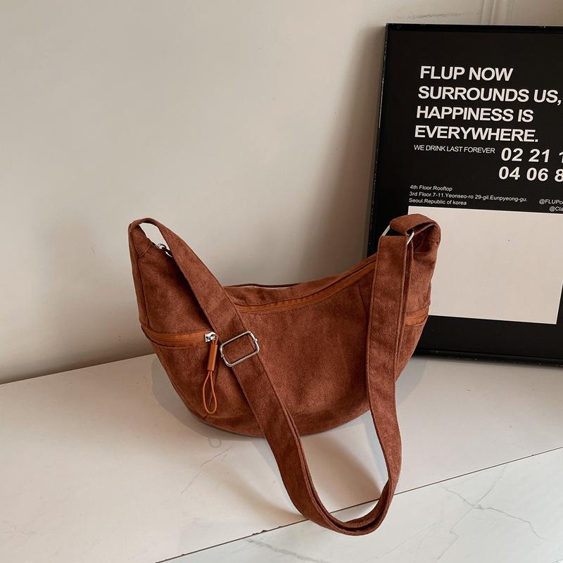 New Women Commuter Hobo Bag Comfortable and Versatile Texture Crossbody Shoulder Bag Large Capacity Suede Leather Storage Bags