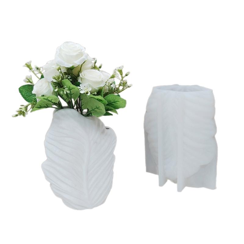 Concrete Moulds Plant Pots Mold Leaf Pattern Hand-making Silicone Molds Silicone  for Making Flowerpot Vase