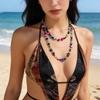 Original Summer Bohemian Color Multi-Layer Shell Glass Crystal Beads Long Sweater Chain Women'S Necklace