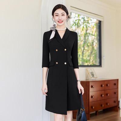 Tluoman Damen Professionelles Schwarzes OL Pendler Anzugkleid