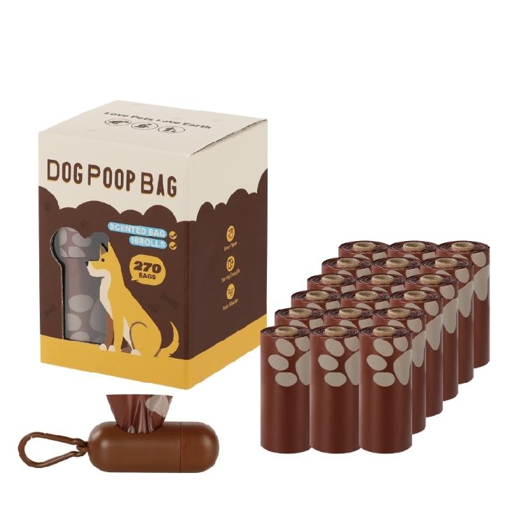 18 Rolls Chocolate Scented Pet Poop Bags Easy to Use Waste Bag for Dog with Easy Tear Feature Outdoor Walking Essential