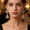 Bohemian Pearl Bell Earrings with Rhinestone Tassels
