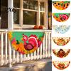 Autumn Garden Decor Fall Bunting Fan Flag for Outside, 1.5 X 3ft Turkey Pumpkin Maple Outdoor Decorative Fans Leaf Pattern Hanging Banner Thanksgiving