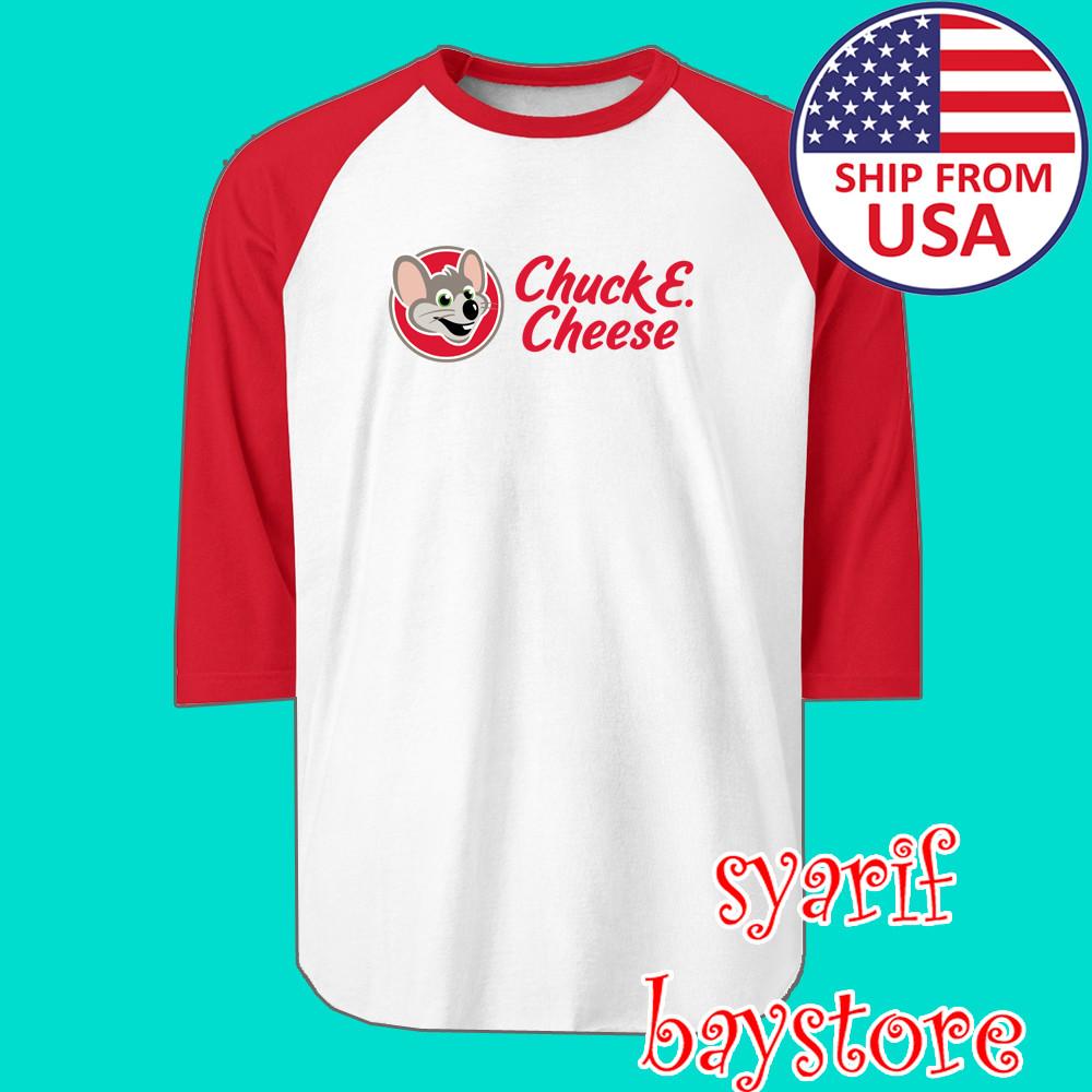 Chuck N Cheese Burger Men#039;s Raglan White Red Size S to 2XL Unisex T-Shirt S