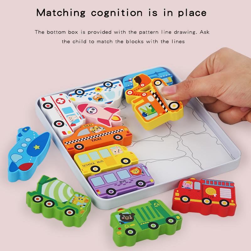 Baby Wooden Jigsaw Puzzle Creative 3D Iron Box Puzzle for Children's Intelligence Development Early Educational Toy for Children