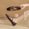 22302 Flat Shoes Women's Thick Heel 2025 New Retro Low Heel T-buckle with Small Square Head Mary Jane Single Shoes