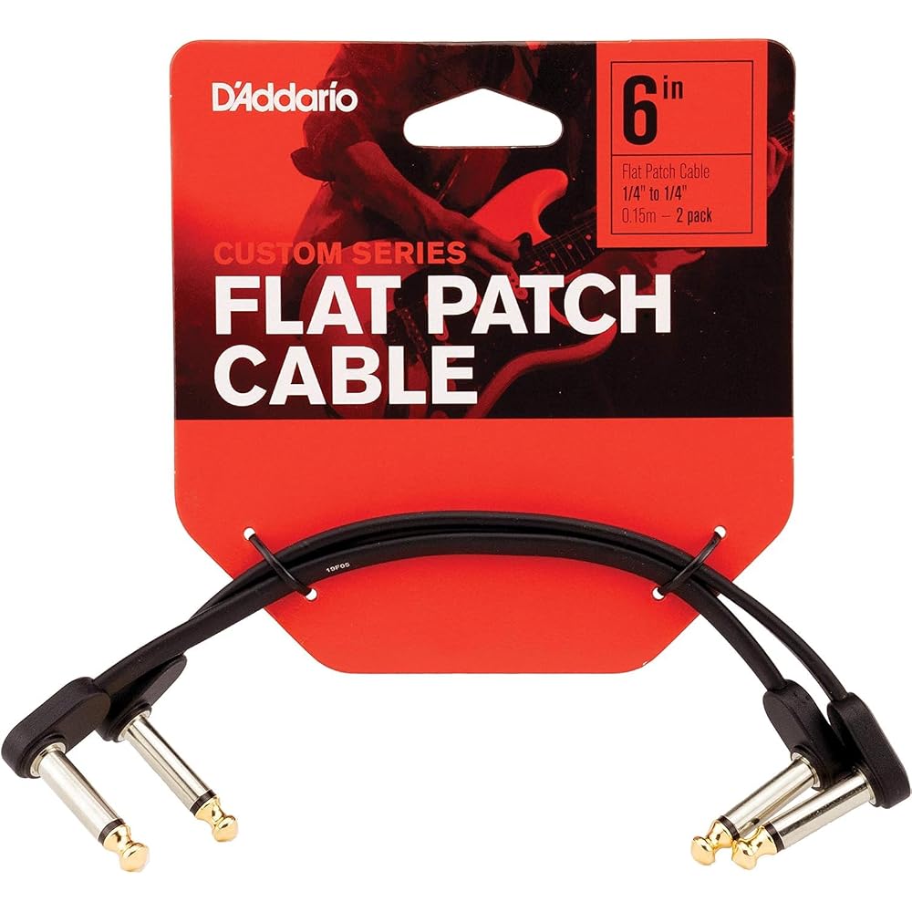 D'Addario Daddario Patch Cable (Shielded Cable) Flat Patch Cable 2 Piece Set PW-FPRR-206 (15cm L-...