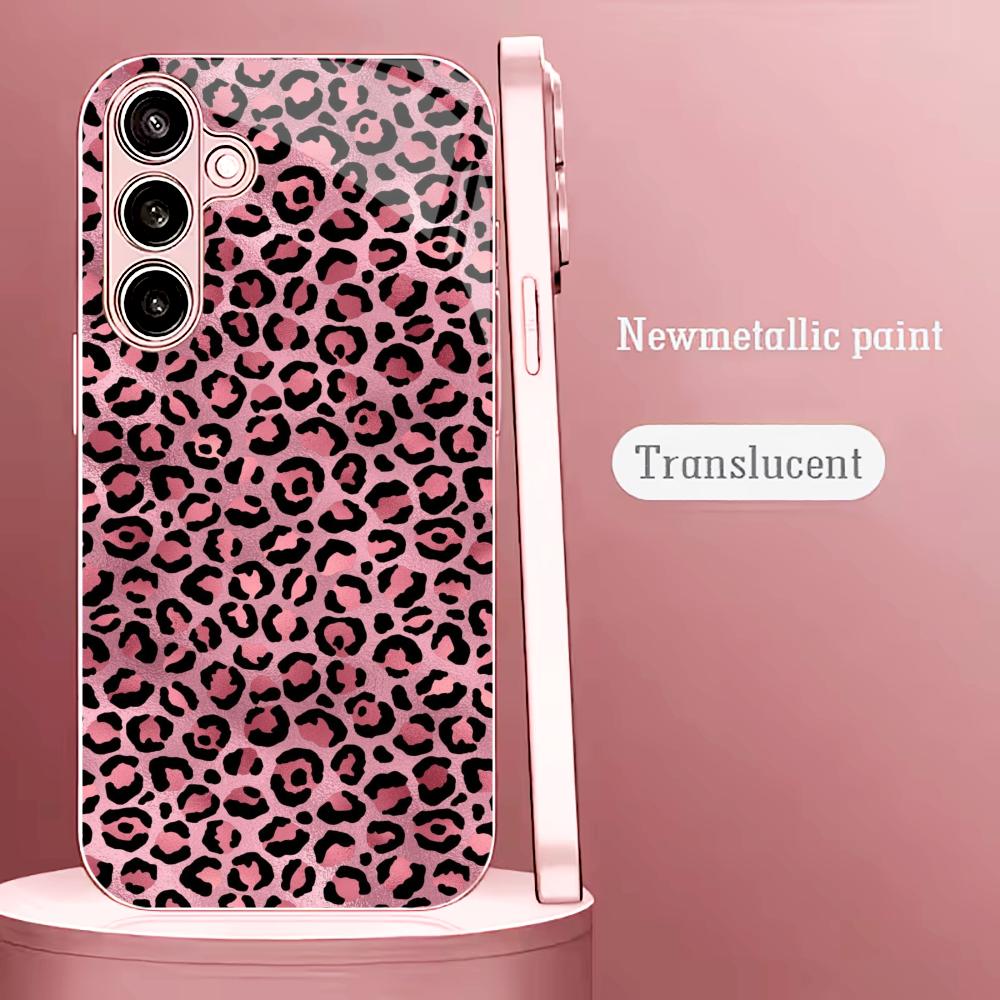 Lady leopard print Madam pink Glass PhoneCase for Samsung Galaxy S26 S25 S24 S23 S22 S21 FE Ultra Plus Dropresistant Female