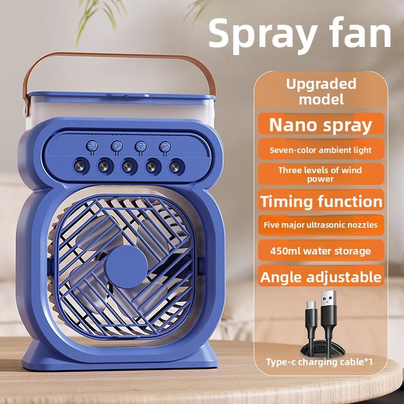 Desktop Night Light Humidifier USB Spray Fan Outdoor Office Water Spray Rechargeable Fan