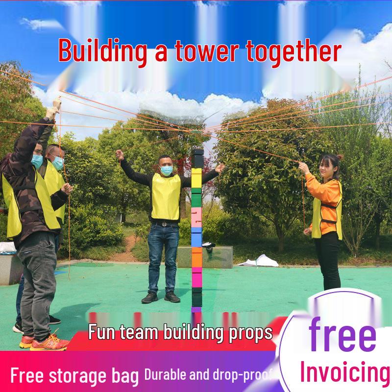 

Командное строительство башни на открытом воздухе: Реквизит для веселья и тренировок для родителей и детей для тимбилдинга и спортивного дня Colorful Set of 10 + Storage Bag