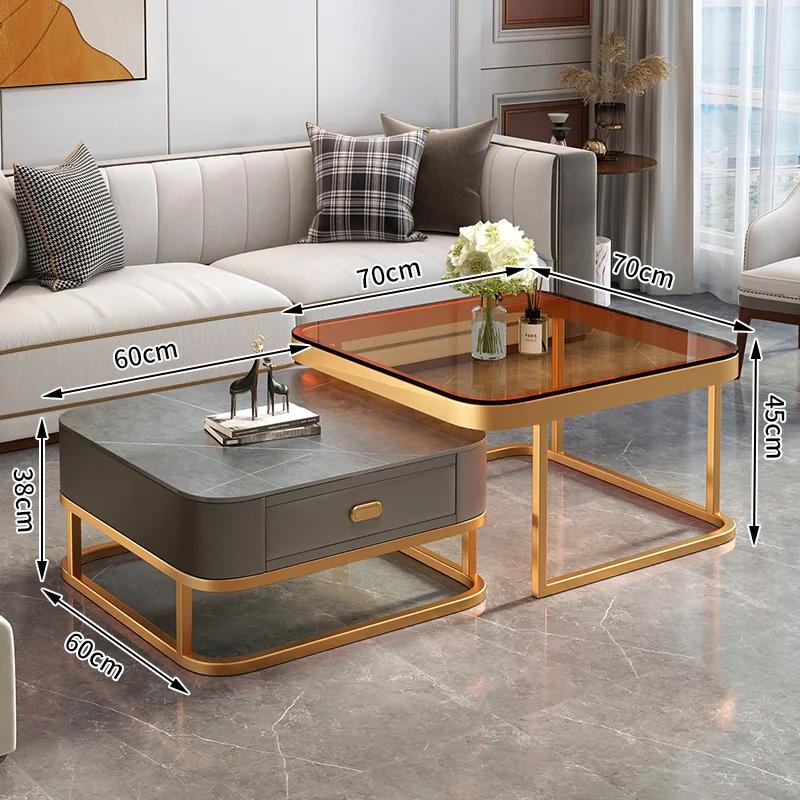 Coffee table living room home light luxury rock board net red table modern minimalist small apartment new square coffee table