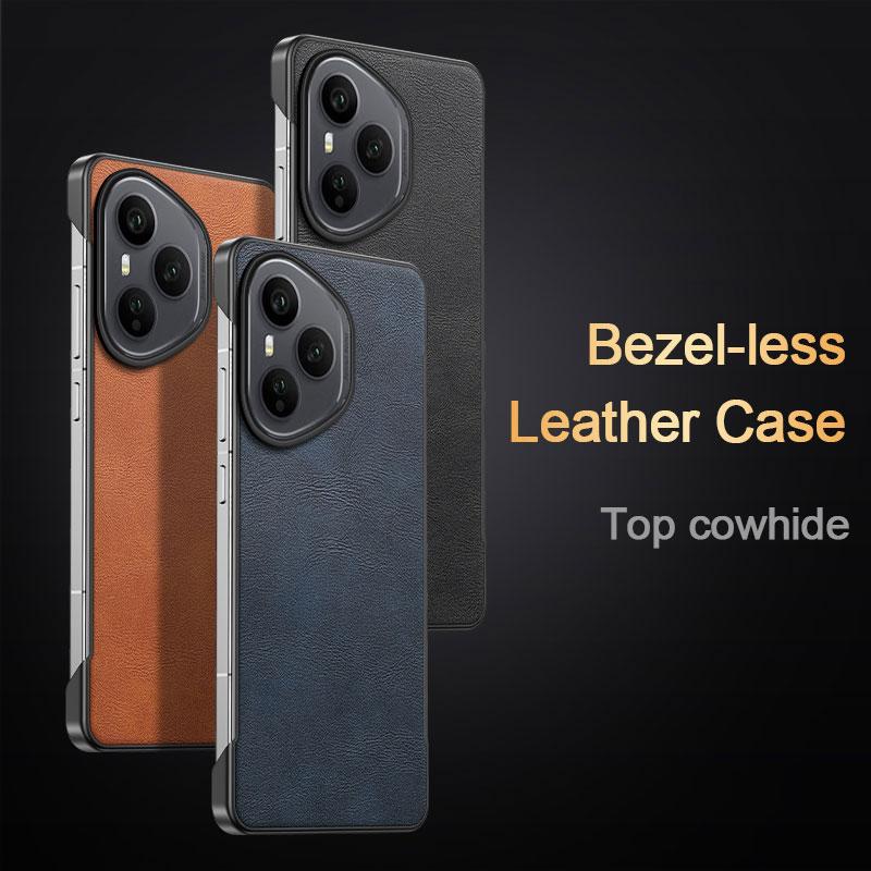 New Luxury Solid Color Leather Not Border Shockproof Phone Case For Honor 400 Pro 300 Ulttra 200 100 90 60 Pro Bumper Back Cover