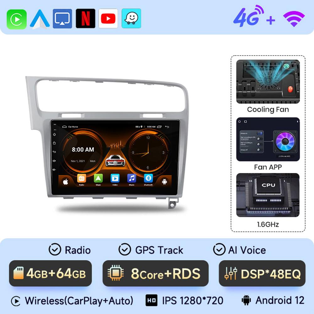 Radio auto Android 2Din JIUYIN pentru VW Volkswagen Golf 7 2013-2017 Multimedia Wireless Carplay Auto Unitate principală Stereo Navigație