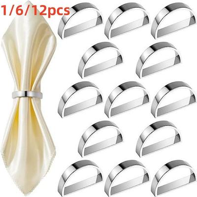 1/6/12pcs Modern Minimalist Napkin Ring Buckles D-shaped Christmas Thanksgiving Napkin Holder Metal Dinnig Table Decoration
